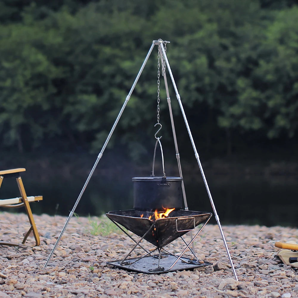 Camping Campfire Tripod for Hanging Pot Outdoor Cookware Picnic