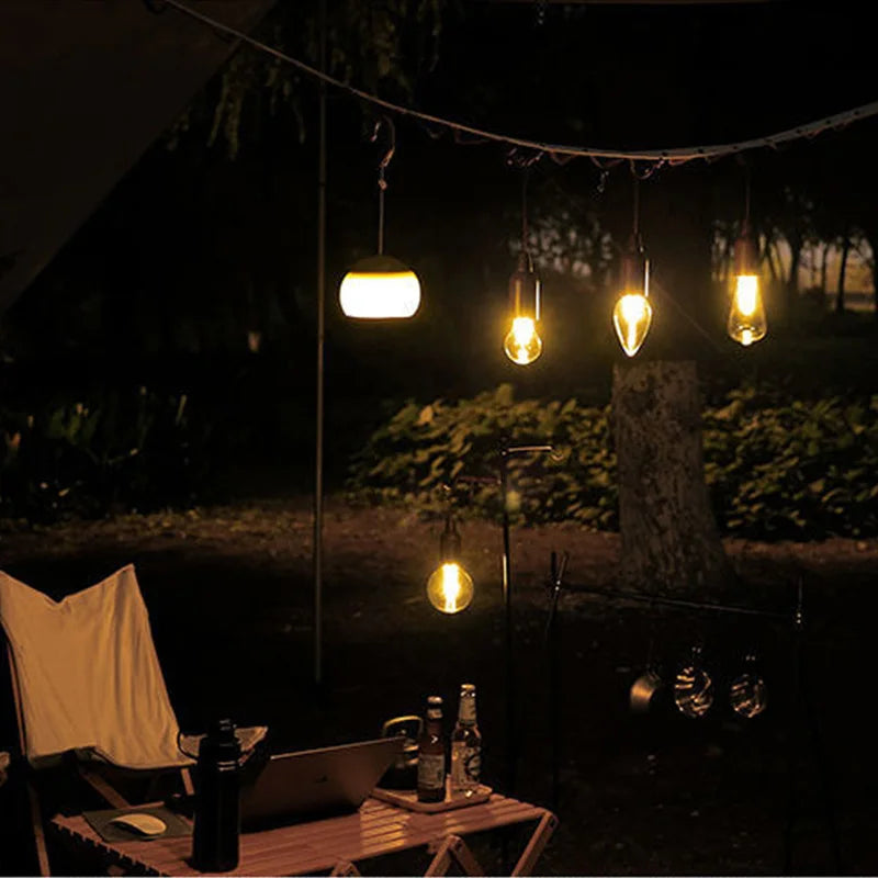 Outdoor solar camping lights, decorative light bulbs, charging hooks,