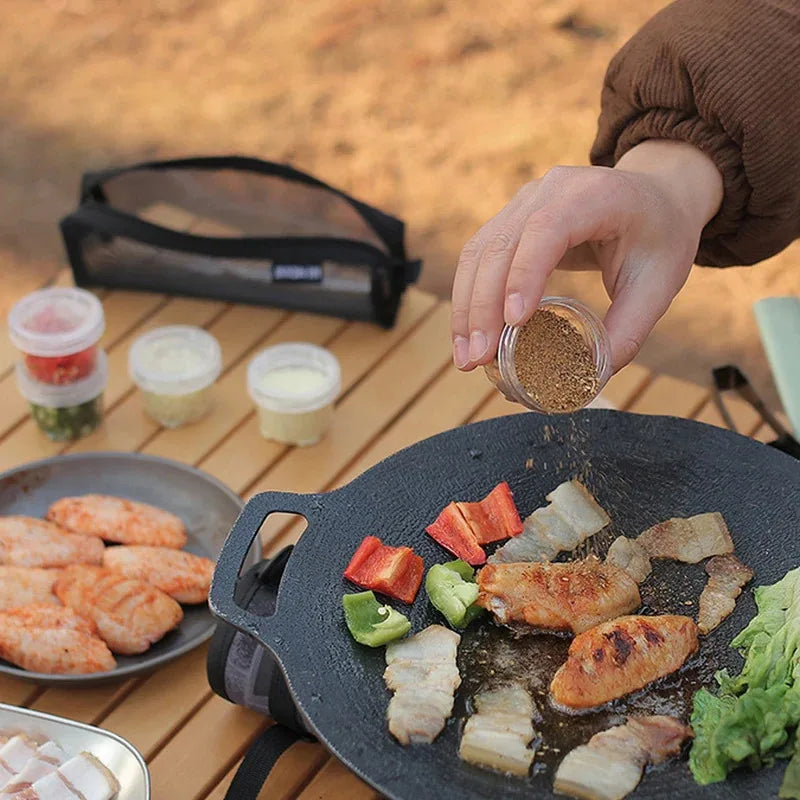 Camping Spice Set With 5 Transparent Seasoning Bottles And A Portable
