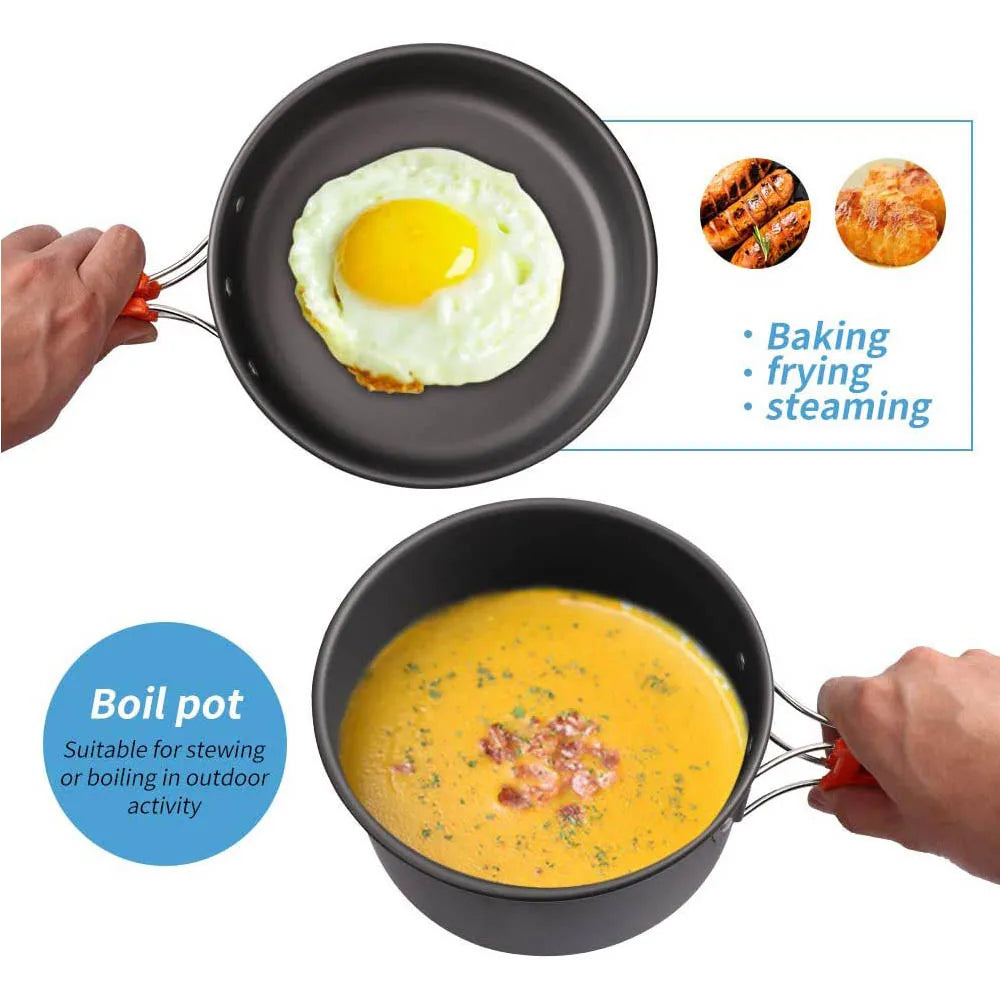 Camping Cookware Kit Outdoor Cooking Set Aluminum Equipment Outdoor