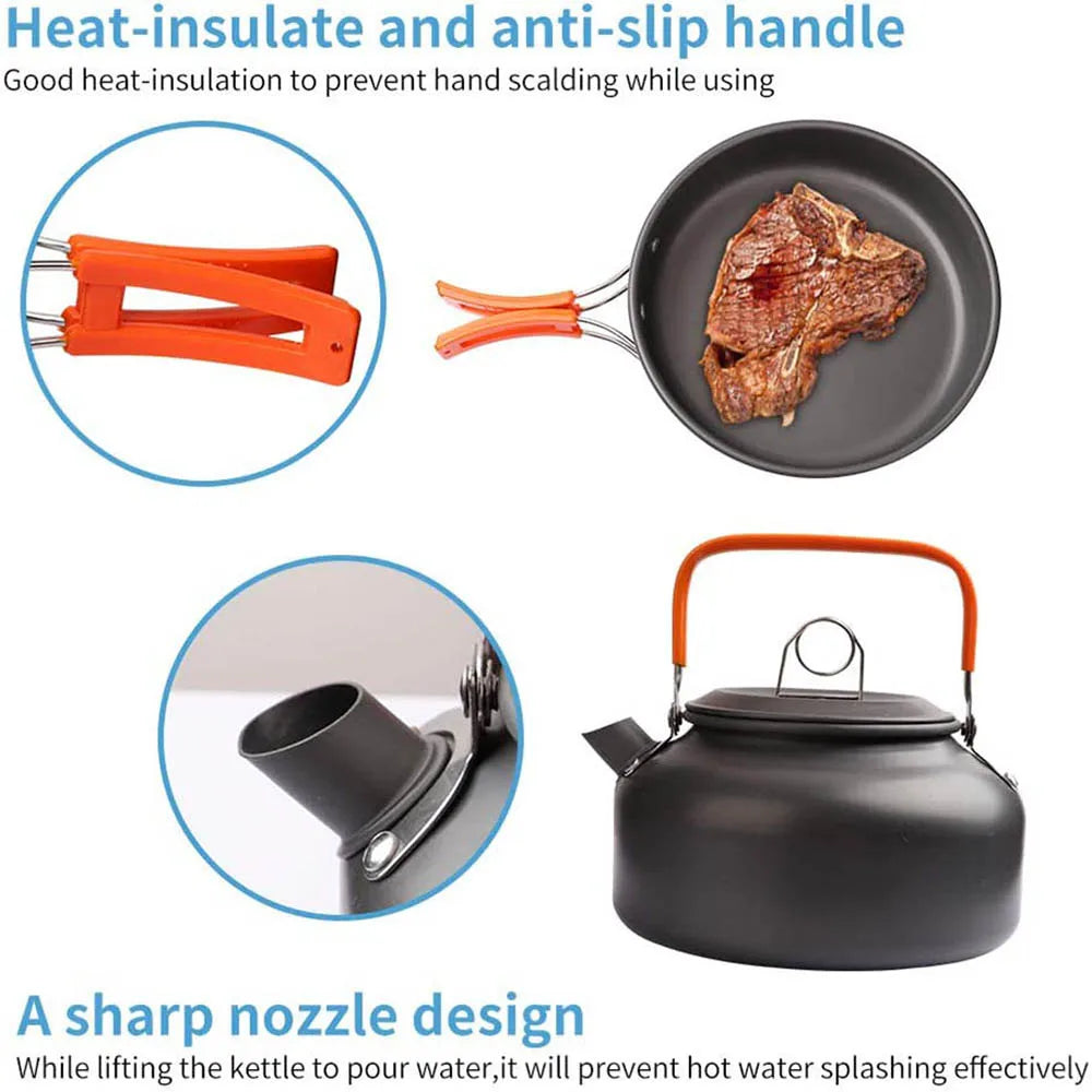 Camping Cookware Kit Outdoor Cooking Set Aluminum Equipment Outdoor