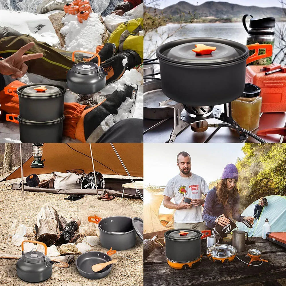 Camping Cookware Kit Outdoor Cooking Set Aluminum Equipment Outdoor