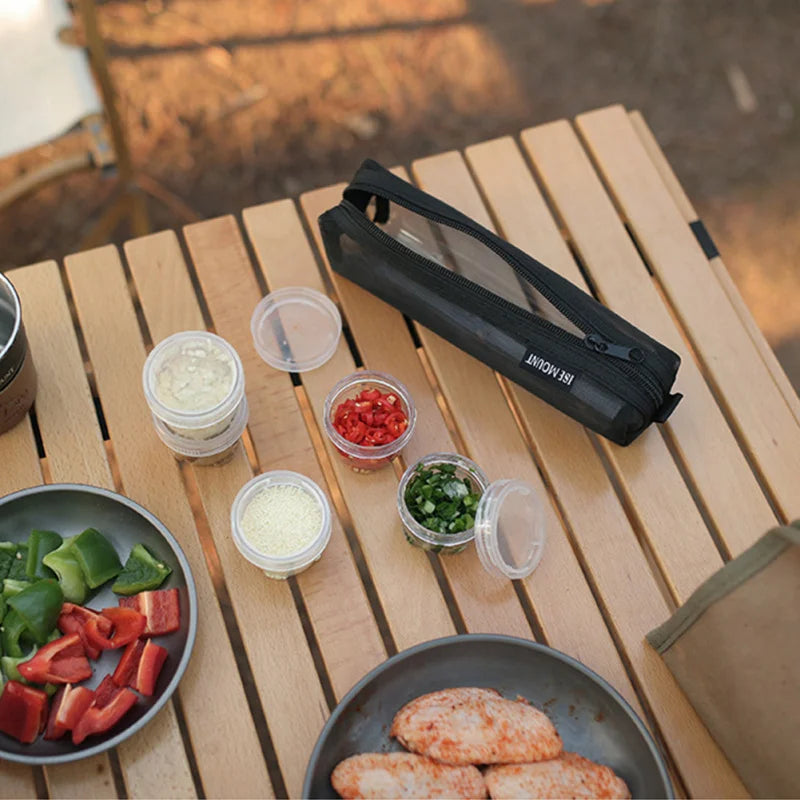Camping Spice Set With 5 Transparent Seasoning Bottles And A Portable