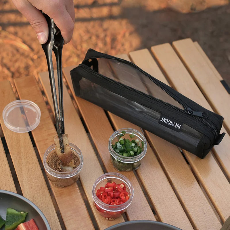 Camping Spice Set With 5 Transparent Seasoning Bottles And A Portable