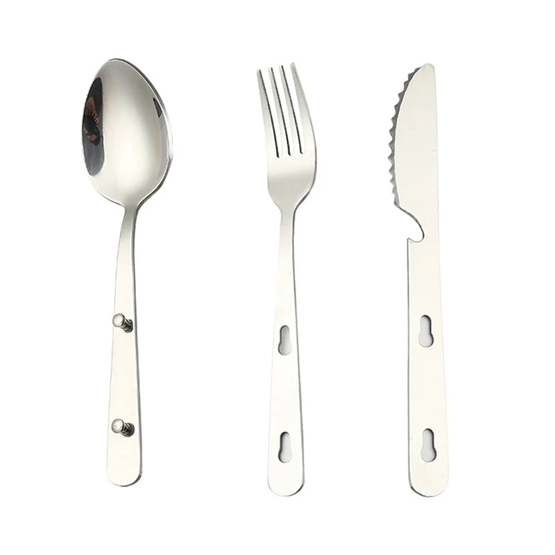 3pcs/set Portable Stainless Steel Tableware fold knife utensil spoon
