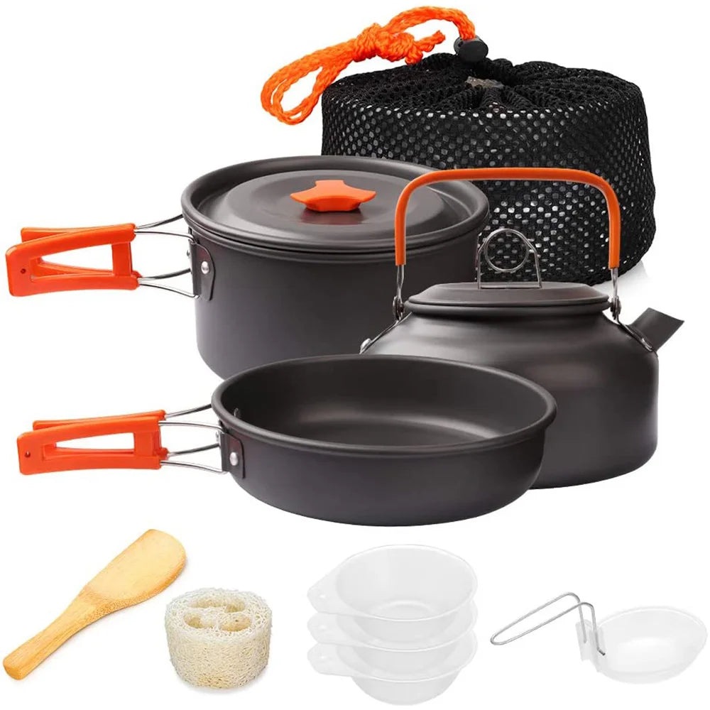 Camping Cookware Kit Outdoor Cooking Set Aluminum Equipment Outdoor
