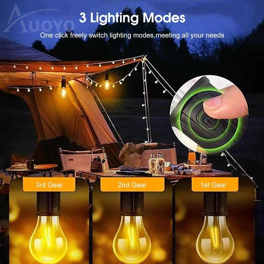 Outdoor solar camping lights, decorative light bulbs, charging hooks,