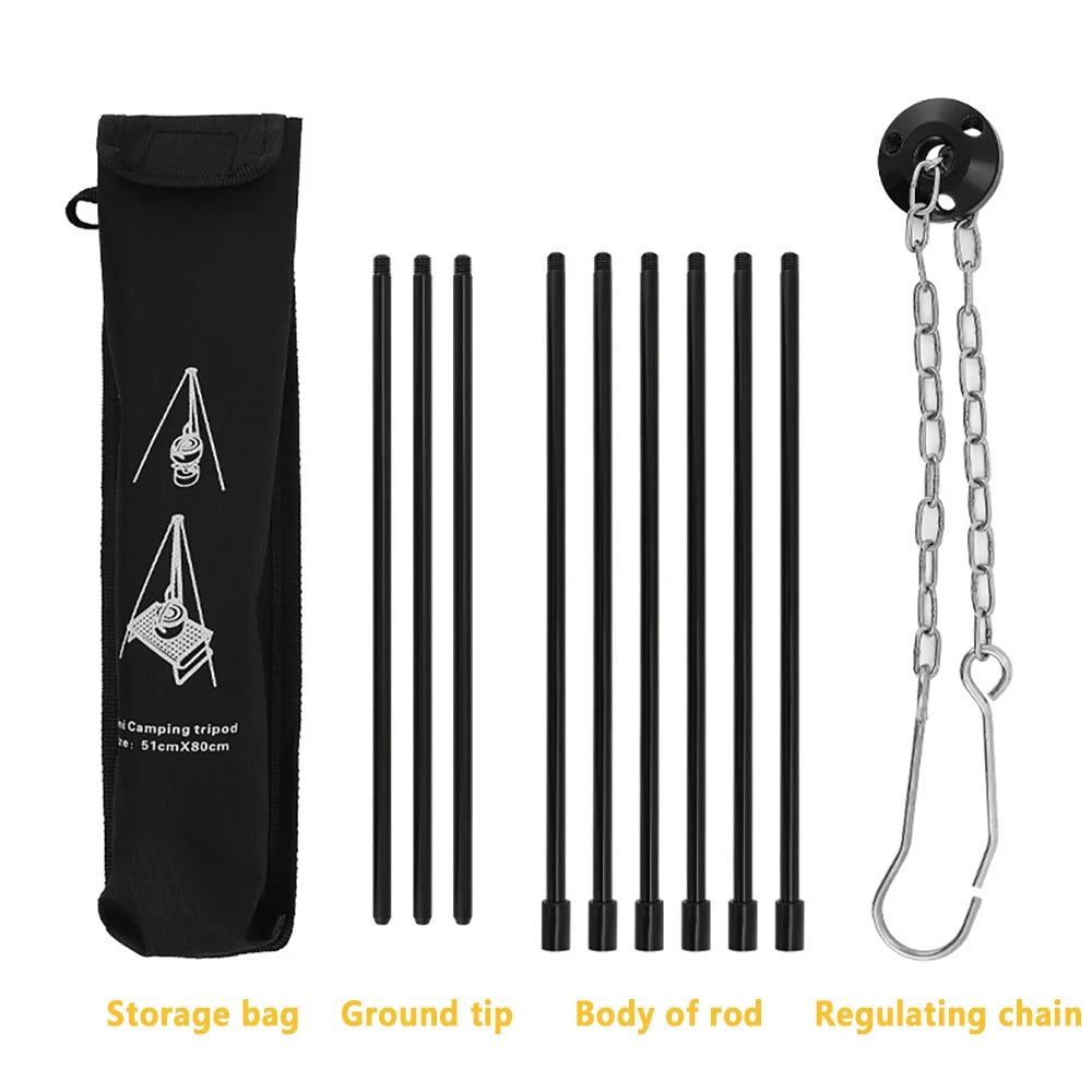 Camping Campfire Tripod for Hanging Pot Outdoor Cookware Picnic
