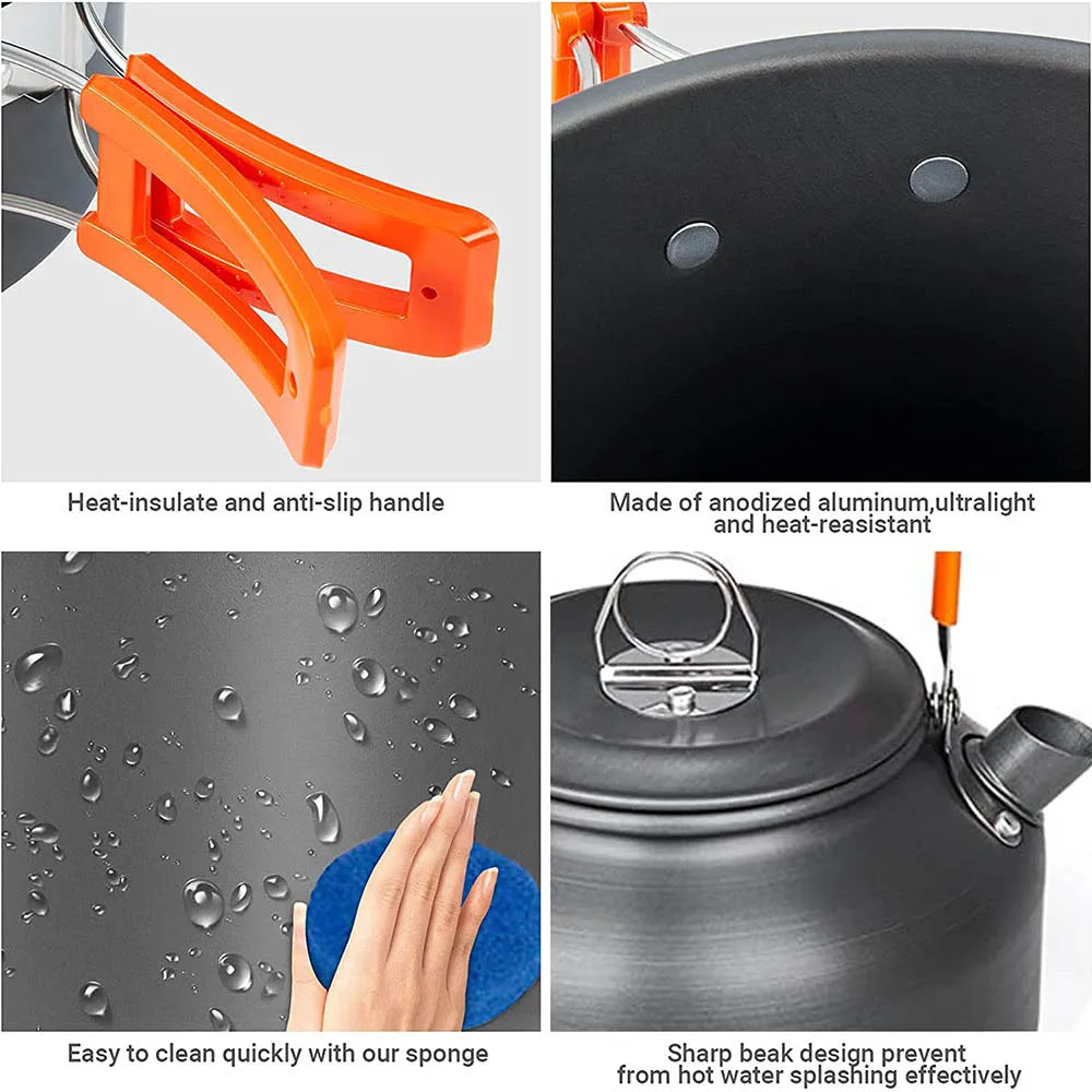 Camping Cookware Kit Outdoor Cooking Set Aluminum Equipment Outdoor