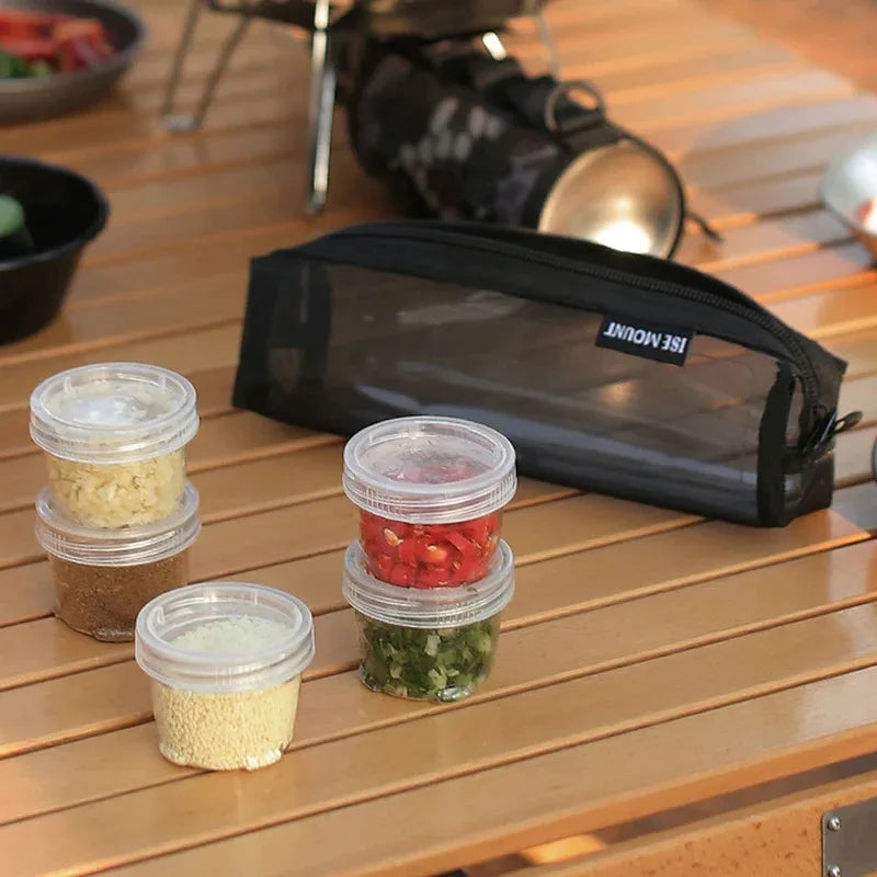 Camping Spice Set With 5 Transparent Seasoning Bottles And A Portable