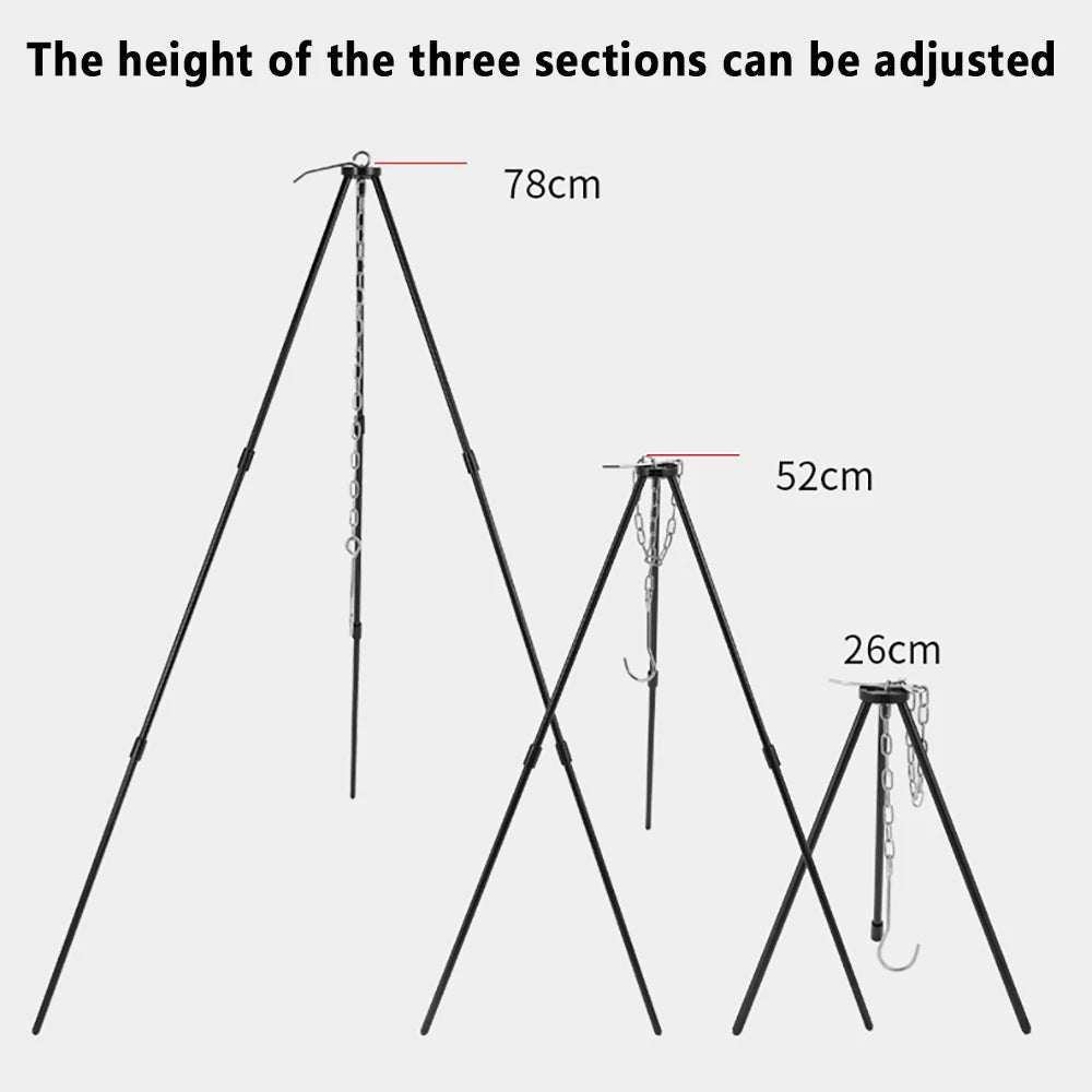 Camping Campfire Tripod for Hanging Pot Outdoor Cookware Picnic