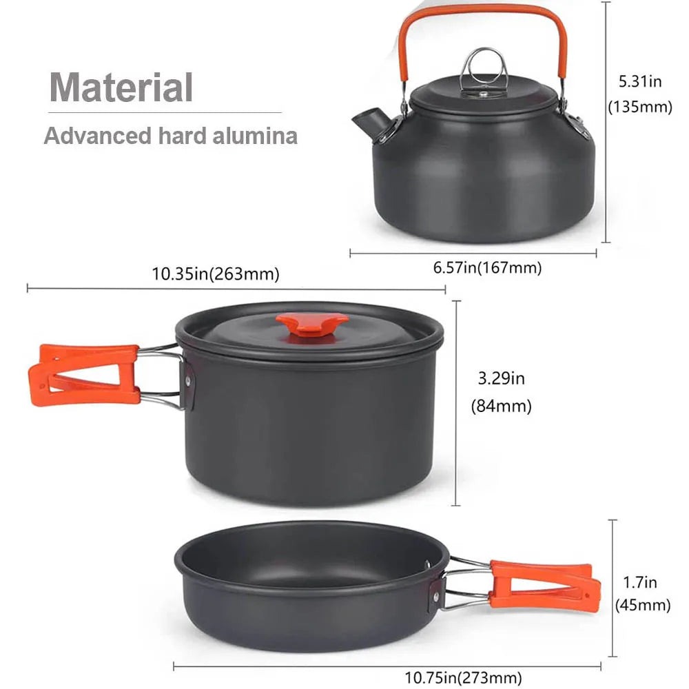 Camping Cookware Kit Outdoor Cooking Set Aluminum Equipment Outdoor