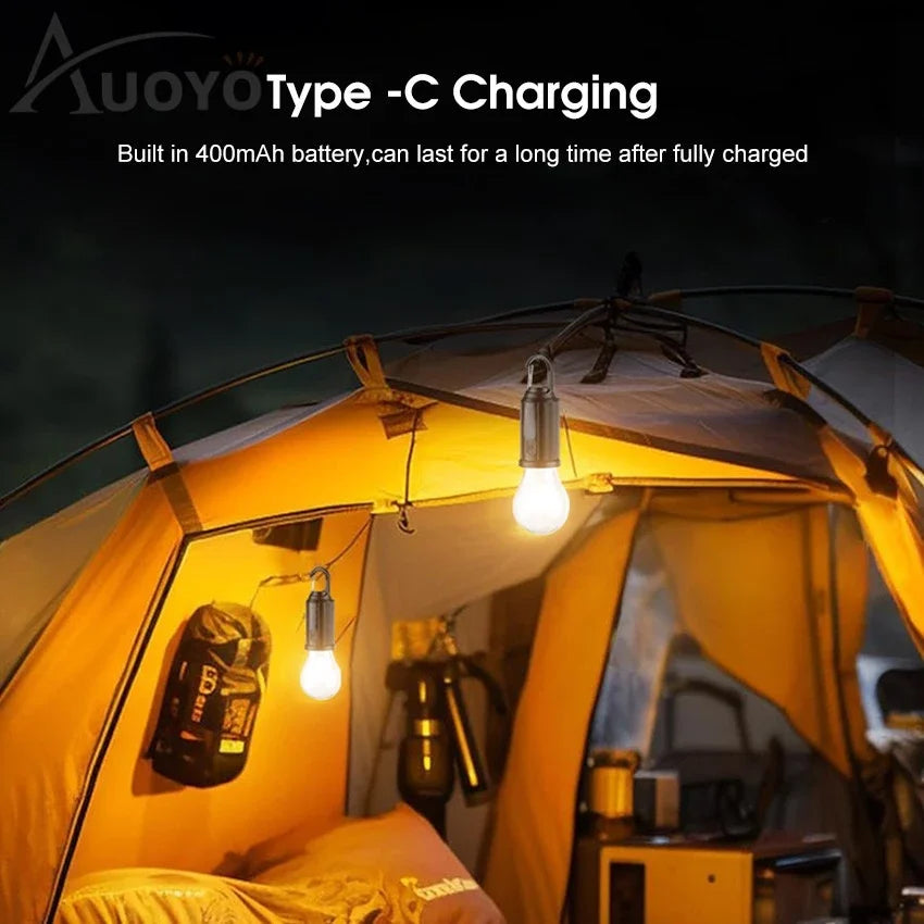 Outdoor solar camping lights, decorative light bulbs, charging hooks,