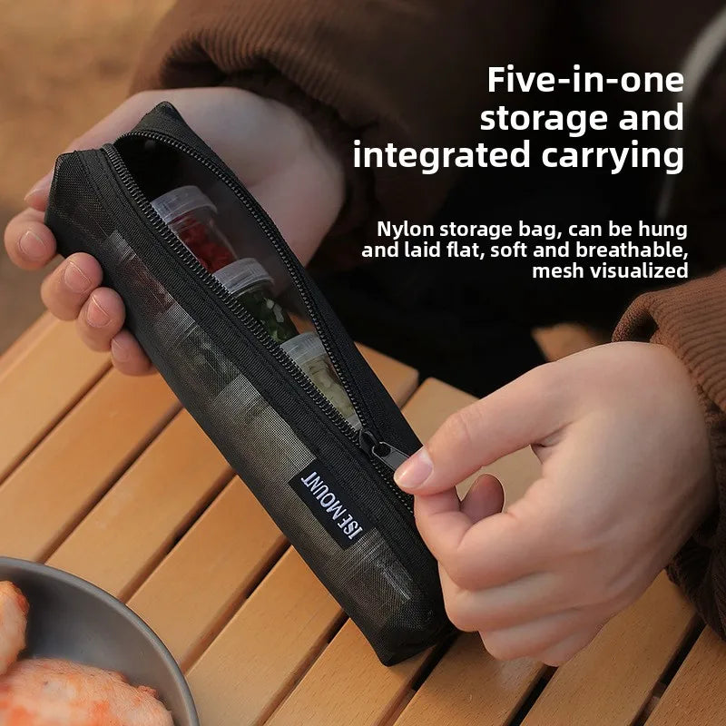 Camping Spice Set With 5 Transparent Seasoning Bottles And A Portable