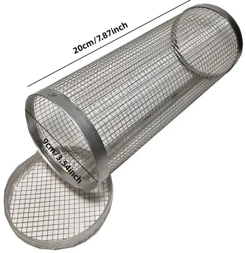 Round BBQ Basket Stainless Steel Rolling Grilling Basket Wire Mesh