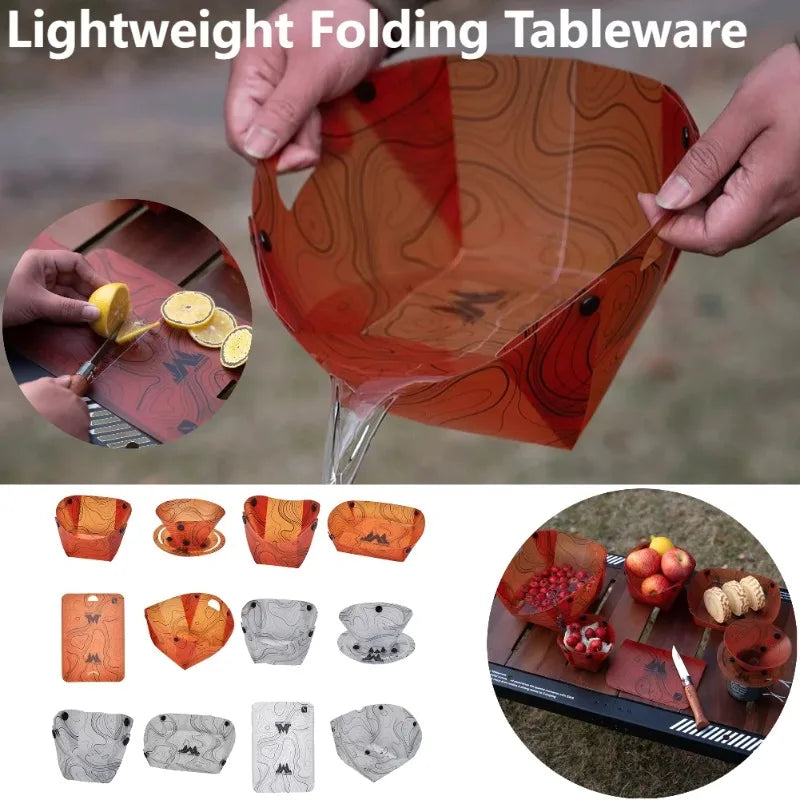 Foldable Camping Tableware Portable Bowl Dinner Plate Coffee Filter