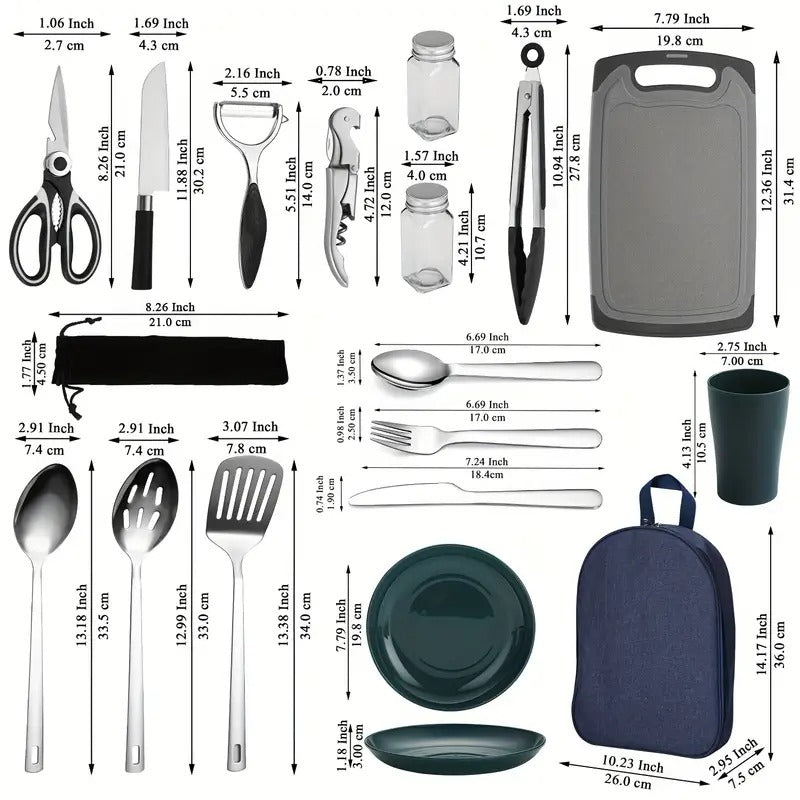 Camping Cooking Set Outdoor Kitchen Utensils (31pcs)-3