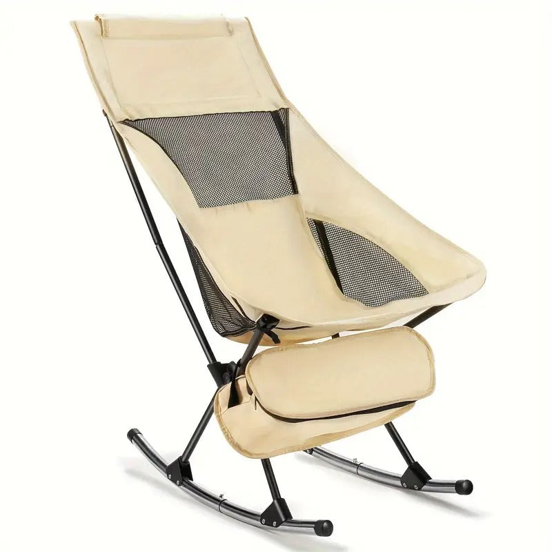 Outdoor Folding Rocking Chair with Cushion-0